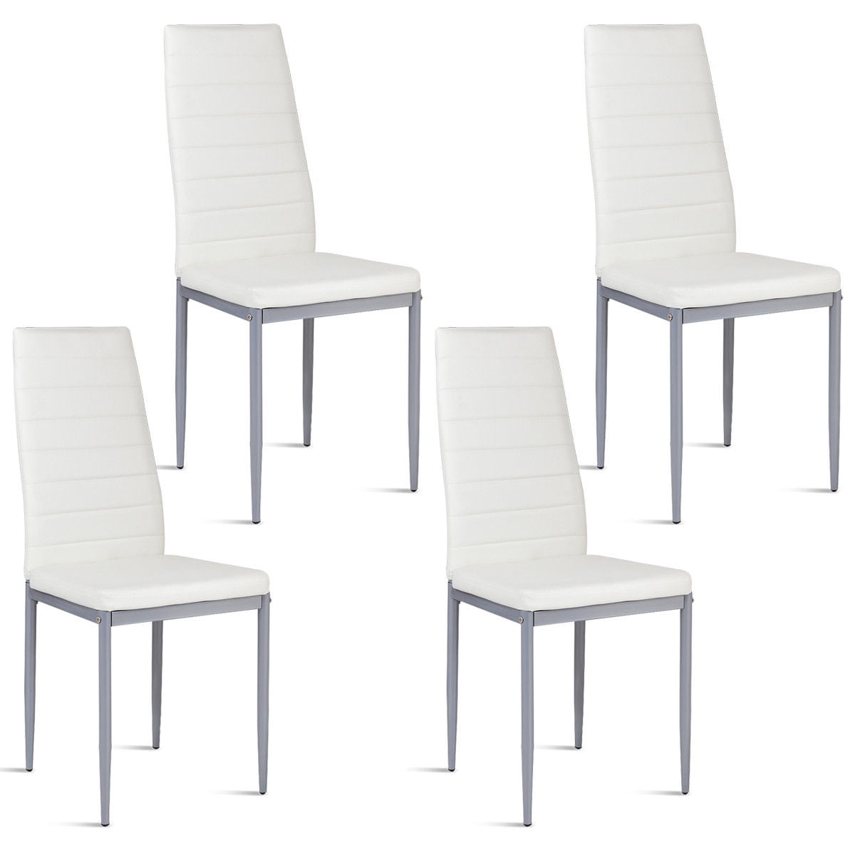SkandiShop Set of 4 Pu Leather Dining Chairs